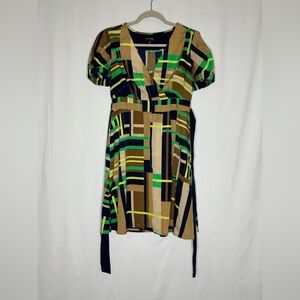 The Webster at Target Geometric Midi Dress in Green, Black, and Tan